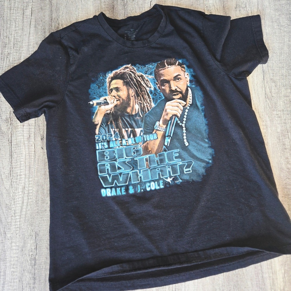Drake J Cole 2024 It's All A Blur Tour Big As The What T-Shirt Black Large